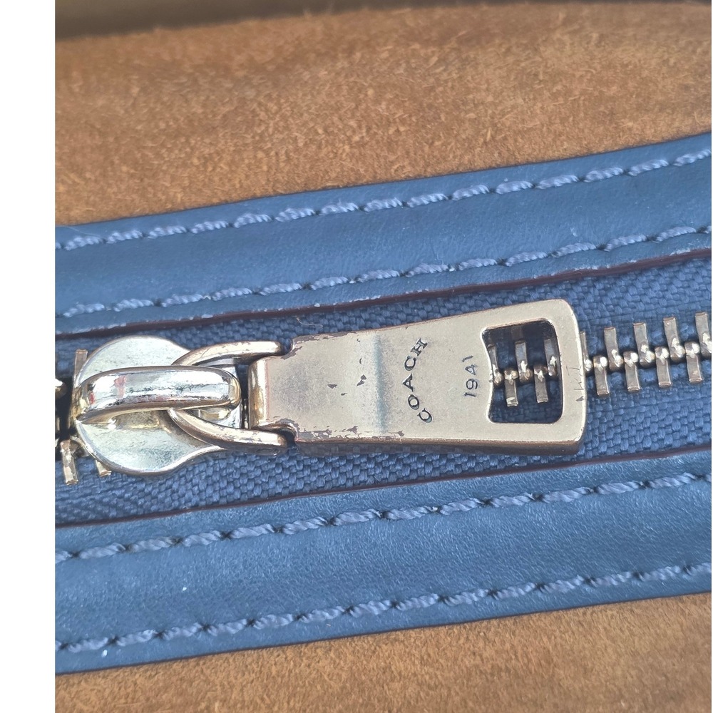 Coach 1941 Rogue 31 Dark Denim Blue Glovetanned Leather Bag 38124 - Picture 10 of 16